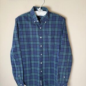 Ralph Lauren Slim Fit Button Down Shirt Mens Small Black Watch Plaid Preppy